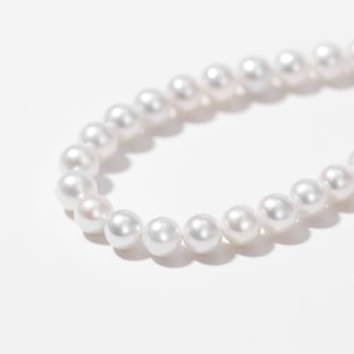 Real Pearl Necklace for Women 5-6mm Genuine Freshwater Cultured Pearl Strand with Sterling Silver Clasp