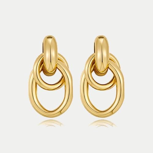 INNERDIVA Gold Circle Stud & Dangle Earrings for Women Jewelry Gift