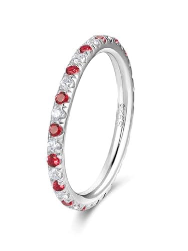 CYW D Color Moissanite Eternity Ring for Women, 925 Sterling Silverrhodium Finish