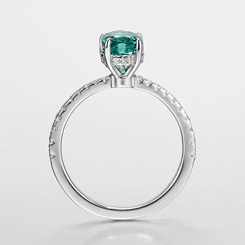 Michooyel S925 1.5ct Green Pear Cut Cubic Zirconia Engagement Ring