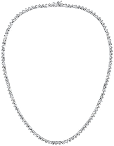 Gemsme 18K White Gold Plated 4mm Cubic Zirconia Tennis Necklace, Size 16-24 inch