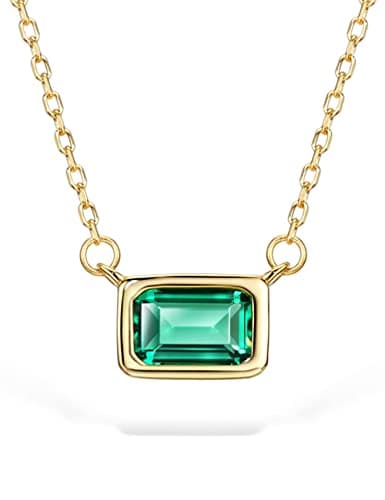 Michooyel S925 1.2ct Lab-created Emerald Necklace for Women