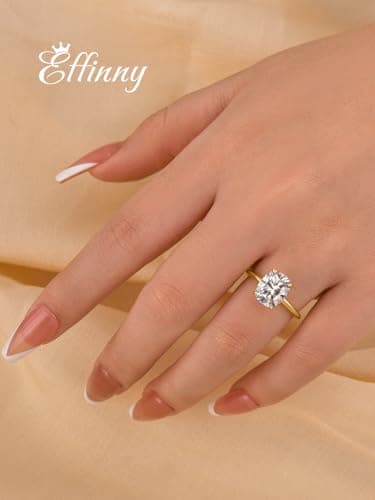Effinny 3.5ct Elongated Cushion Cut Moissanite Engagement Ring, 925 Sterling Silver