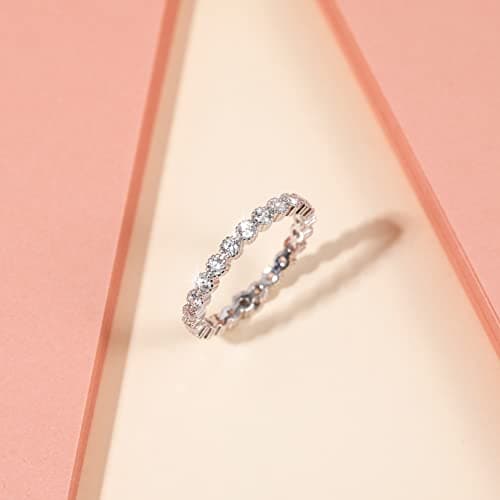 EAMTI Sterling Silver Full Eternity Ring for Women Cubic Zirconia Size 3-13