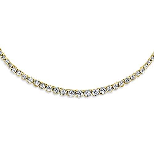Stunning Silver 14K Gold Plated Rose CZ Bridal Tennis Necklace