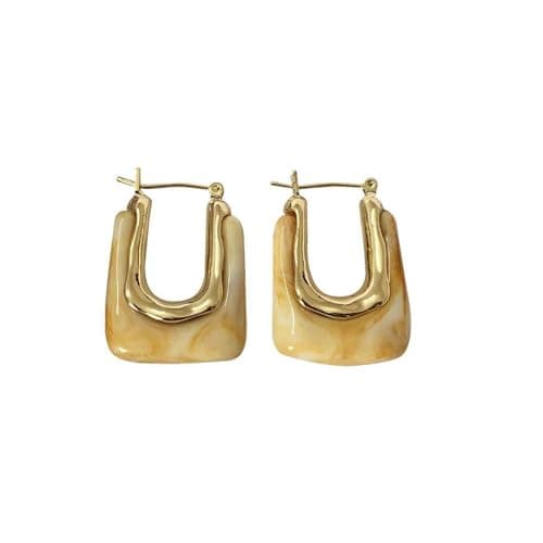 NORLSO Chunky Clear Retro U-Shaped Hoop Minimalist Square Resin Huggie Earrings