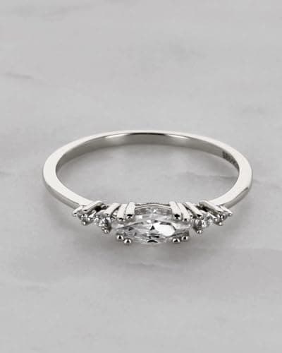 Milla 925 Sterling Silver CZ Cluster Engagement Ring, 14K Gold Plated, Stackable, Hypoallergenic, Comfort Fit