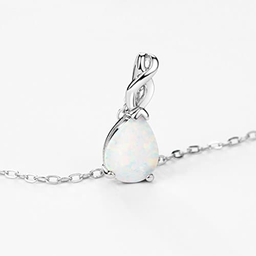 Michooyel Sterling Silver Teardrop Opal Infinity Pendant Necklace for Women