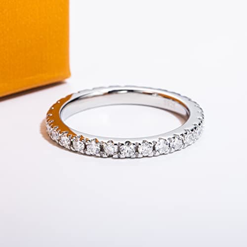 AimiIee 1cttw D Color VVS1 Moissanite Eternity Ring in 925 Silver with Certificate