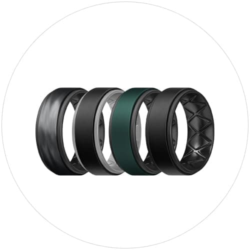 Egnaro Breathable Silicone Wedding Bands for Men - Multipack Step Edge