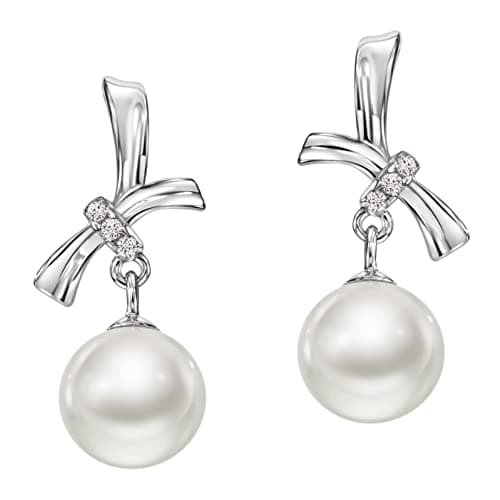 Michooyel Hypoallergenic Sterling Silver Freshwater Pearl & Cubic Zirconia Drop Earrings