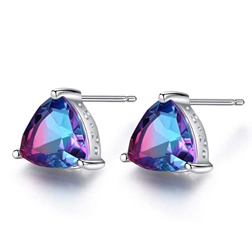 Michooyel S925 Mystic Topaz Stud Earrings for Women