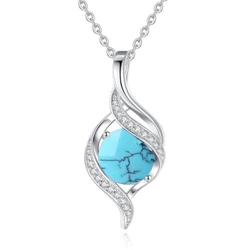 FANCIME Women's Round Cubic Zirconia Birthstone Necklace in Sterling Silver for Mom