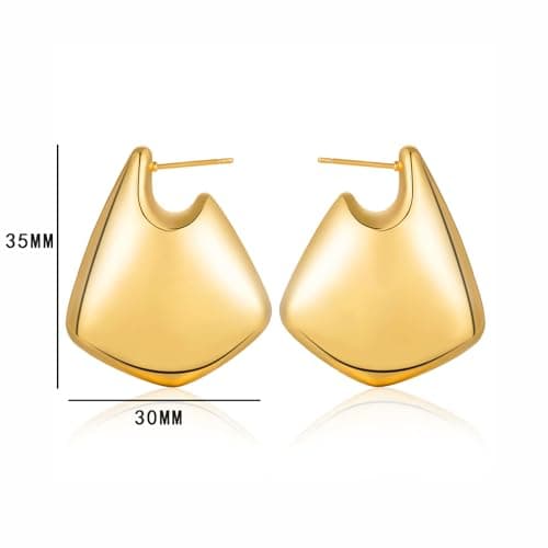 Hypoallergenic Gold Hoop Earrings for Women, Trendy 25/35mm Open Teardrop Dupes