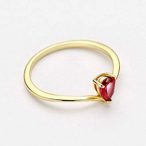 Michooyel 18K Gold Ruby Solitaire Pear Cut Promise Ring