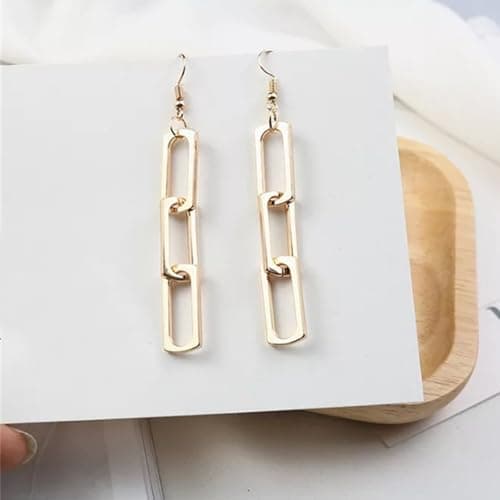 QIAOLEHUI Gold & Silver Plated Minimalist Rectangle Dangle Earrings for Women