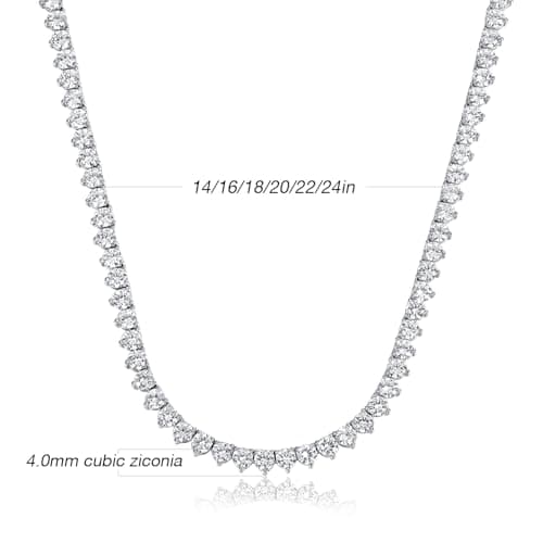 TIKJE 14K Gold Plated 4mm Round CZ Tennis Necklace for All