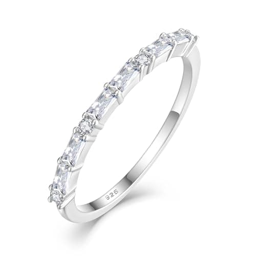 Starchenie 925 Sterling Silver Thin Eternity Birthstone Ring for Women