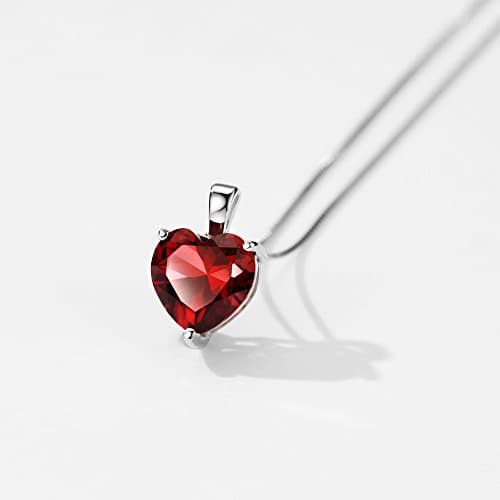 Michooyel S925 Rhodolite Garnet Heart Solitaire Pendant Necklace