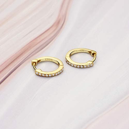 Michooyel 18K Gold Plated 925 Silver CZ Pave Hoop Earrings