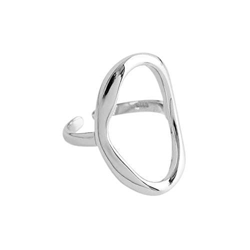Kokoma Oval Round Sterling Silver Open Loop Geometric Ring for All Fotos