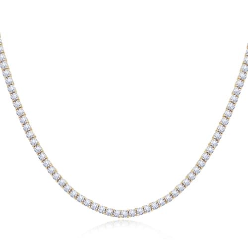MOFEIJEW 18K Gold Plated 5A Cubic Zirconia Tennis Necklace for Men & Women