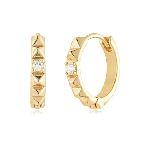 MYEARS 14K Gold Plated Hypoallergenic Women's Gold Earrings Cubic Zirconia Hoop
