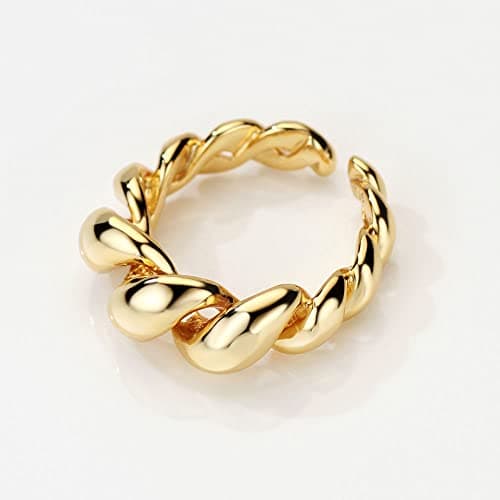 S925 Twisted Signet Ring Dome Band Rhodium/Gold Chunky Squiggle Solid Sterling Silver Polished Fine Jewelry For Women