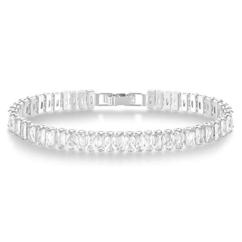 KELORIS PATH Women's 14K Gold Plated White Gold CZ Tennis Bracelet