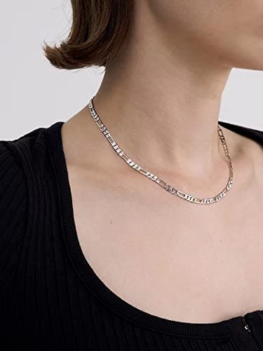 Refined title: Michooyel Sterling Silver 5mm Figaro Chain Necklace for Men and Women