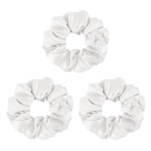 Mulberry Silk No-Damage Scrunchies for Curly Hair, 3 Pack