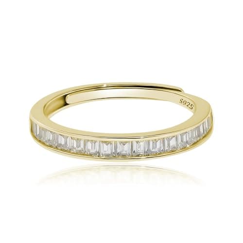 Meissa Meissa 925 Sterling Silver Diamond Channel Ring Gold Size Adjustable