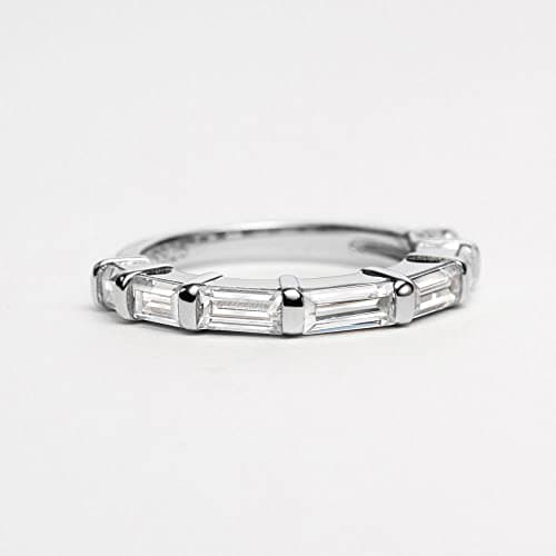 Michooyel S925 Cubic Zirconia Stacking Ring for Women Sterling Silver Eternity Band