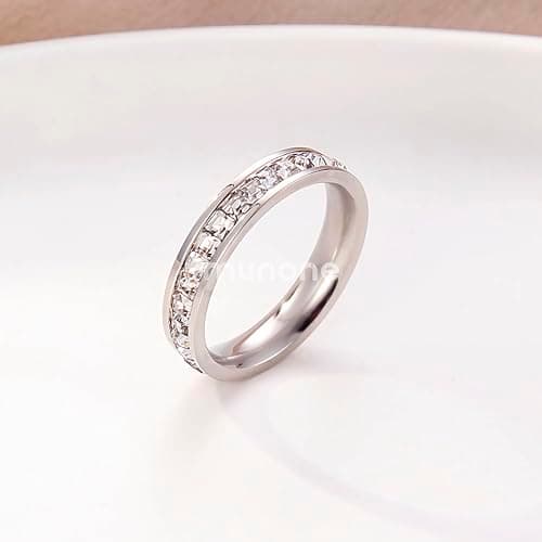 Munone 14k Gold Plated 4mm Cubic Zirconia Women's Stackable Eternity Ring
