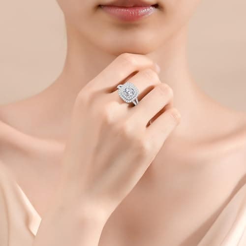 Women's Moissanite Rings, 3CTTW Cushion Cut Engagement Rings