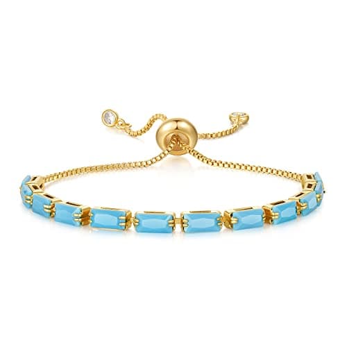 KissYan 14K Gold Plated Cubic Zirconia Adjustable Slider Tennis Bracelet