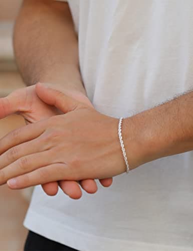 Waitsoul Diamond-Cut Silver/Gold Box/Rope Bracelet for Women/Men
