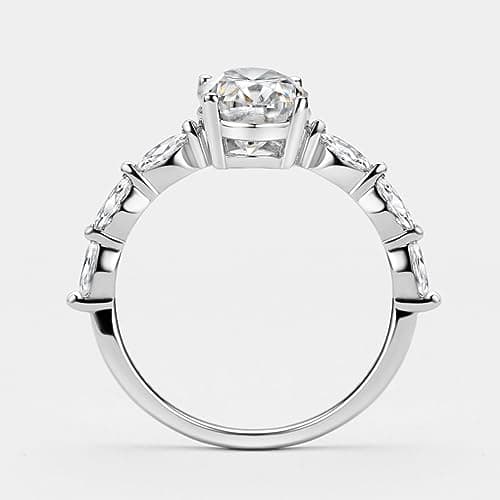 Michooyel 2ct Oval Moissanite VVS1 Engagement Ring D COLOR Sterling Silver