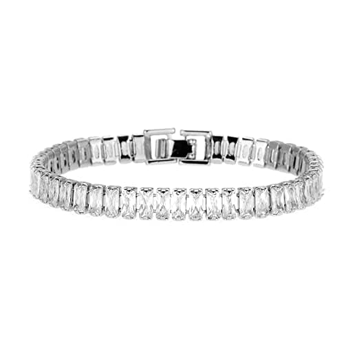 HH BLING EMPIRE Men's Silver and Gold Diamond Tennis Chains 16-30 Inches