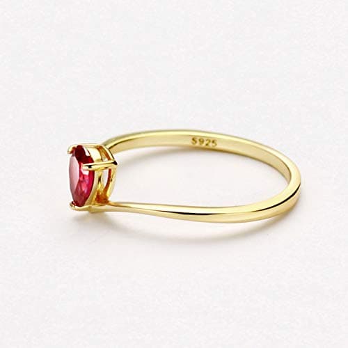 Michooyel 18K Gold Ruby Solitaire Pear Cut Promise Ring