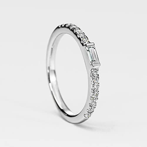 Michooyel Moissanite Eternity Ring with Emerald Cut Baguettes