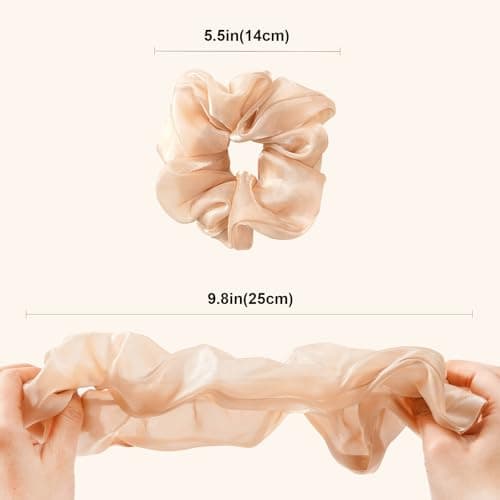 5 Pack Lolalet Big Scrunchies for Thick Hair - Fluffy Organza Elastic Hair Accessories for Women & Girls