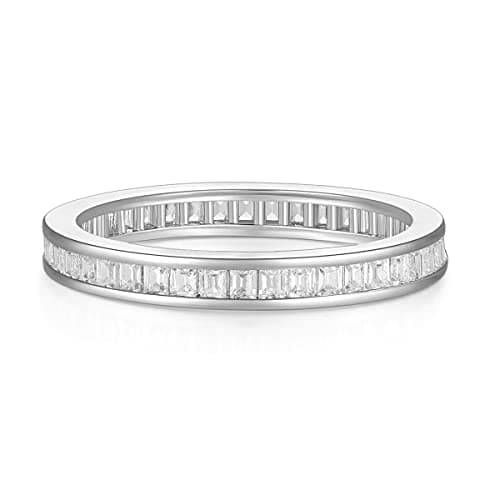 Shinylso Women's Princess Cut CZ Eternity Ring Gold/Silver/Rose Gold
