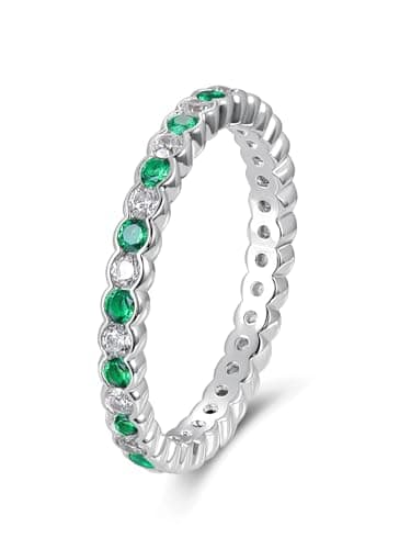 CYW D Color Moissanite Eternity Ring for Women, 925 Sterling Silverrhodium Finish