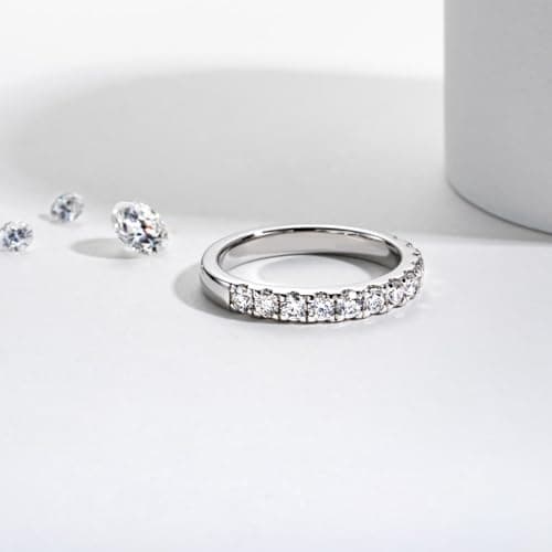 Yeesoth 2.5MM D Color VVS1 Round Moissanite Half Eternity Band Wedding Ring for Women