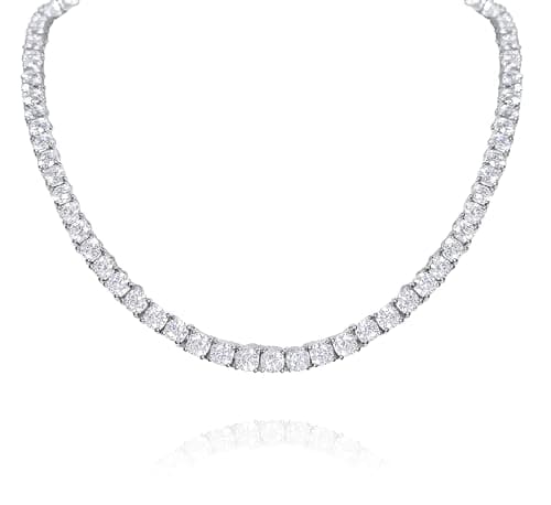 Snow Jewelers 18K Gold Plated White Gold Tennis Necklace, Cubic Zirconia 16 Inches