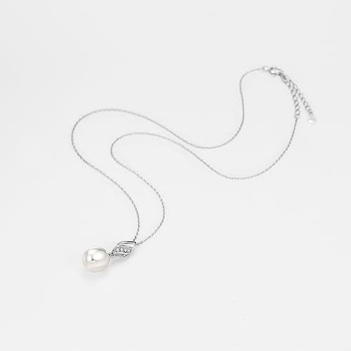Michooyel Women's Freshwater Pearl & Cubic Zirconia Wave Necklace, 16-18 inch