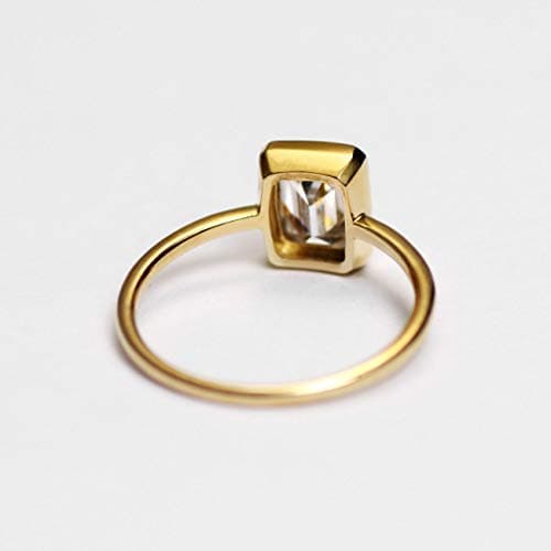 Michooyel 18K Gold Emerald Cut Moissanite Rings for Women