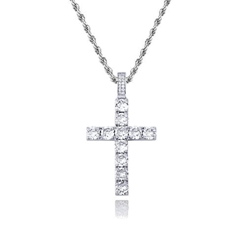 TOPGRILLZ 14K Silver Plated Gold Heart Cross Necklace & Pendant Chain