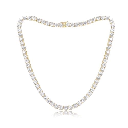 Gemsme 18K Yellow Gold Plated 6mm Round CZ Tennis Necklace